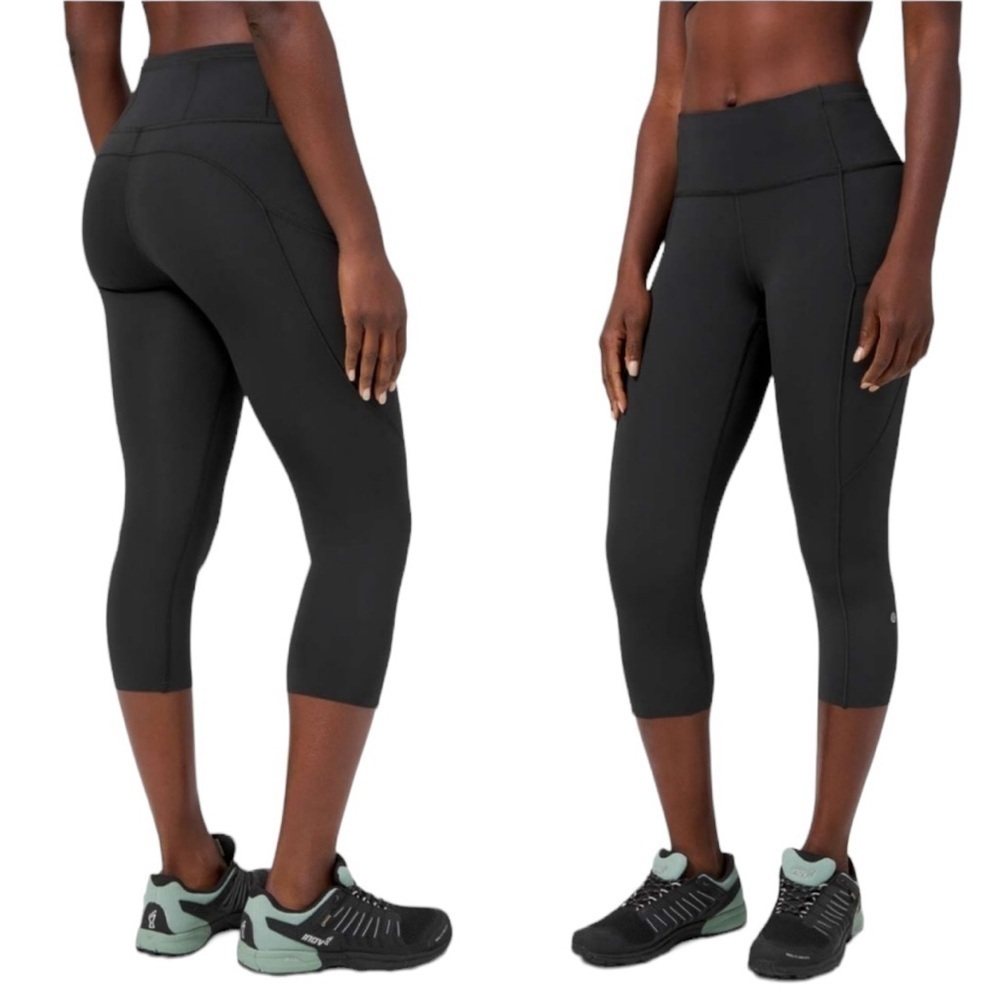 Lululemon Fast and Free Crop II 19" Non-Reflective Black Leggings Size 4